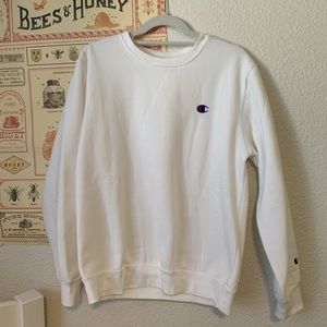 WHITE CHAMPION CREWNECK SWEATSHIRT